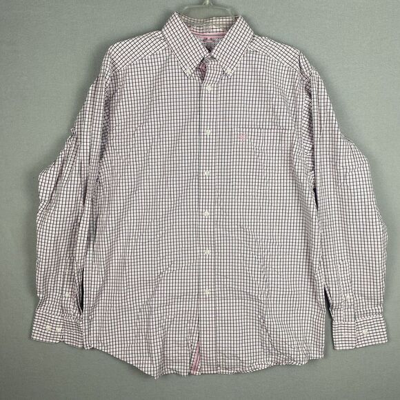 Ariat Pro Series Button Down Shirt Mens Size Medium Pink White Check Pattern - Picture 1 of 8